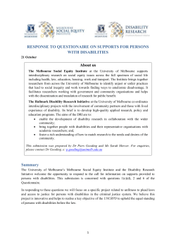 Melbourne Social Equity Institute / Disability Research
