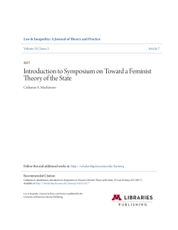 Introduction to Symposium on Toward a Feminist Theory of the State