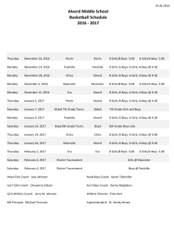 Alvord Middle School Basketball Schedule 2016 - 2017