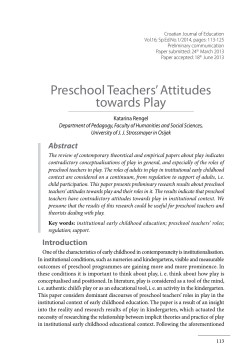 Preschool Teachers` Attitudes towards Play