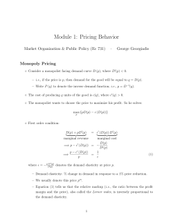 Module 1: Pricing Behavior