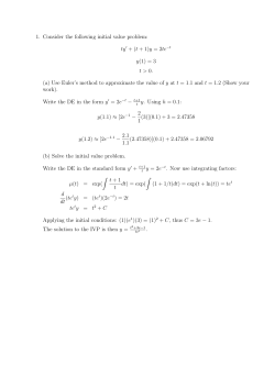 1. Consider the following initial value problem: ty