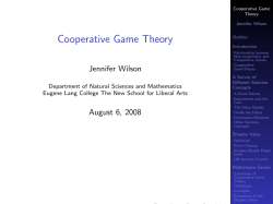 Cooperative Game Theory - Mathematical Association of America