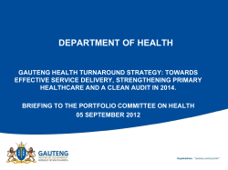 Gauteng Provincial Government - Parliamentary Monitoring Group