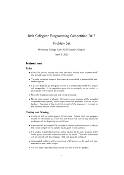 Irish Collegiate Programming Competition 2013 Problem Set