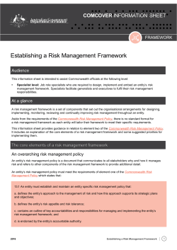 Establishing a Risk Management Framework