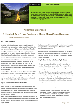 Wilderness Experience 3 Night / 4 Day Flying Package – Masai