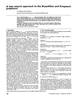 A tree search approach to the M-partition and Knapsack problems*