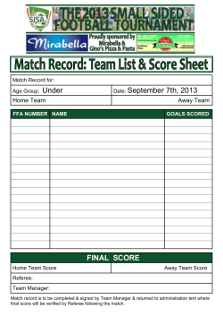 SSF Tournament Score Sheet