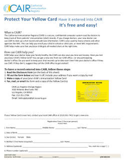 Protect Your Yellow Card Have it entered into CAIR It`s free and easy!