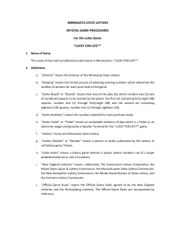 MINNESOTA STATE LOTTERY OFFICIAL GAME PROCEDURES