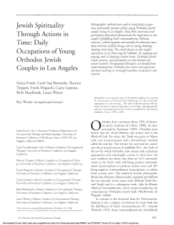 Jewish Spirituality Through Actions in Time: Daily Occupations of