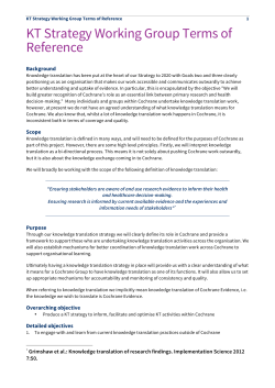 KT Strategy Working Group Terms of Reference