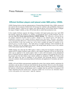 Efficient fertiliser players well placed under NBS policy: CRISIL