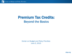 Premium Tax Credits - Health Reform Beyond the Basics