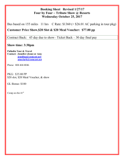 Booking Sheet Revised 1/27/17 Four by Four ~ Tribute Show