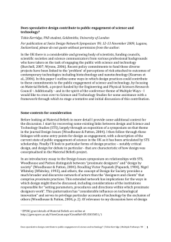 Does Speculative Design contribute to Public