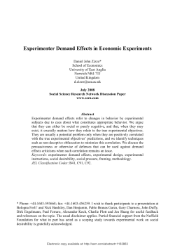 Experimenter Demand Effects in Economic Experiments