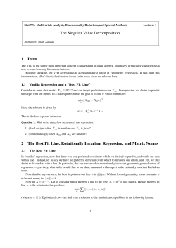 The Singular Value Decomposition 1 Intro 2 The Best Fit Line