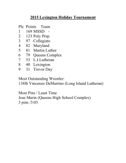 2015 Lexington Holiday Tournament Plc Points Team 1 169 MSSD