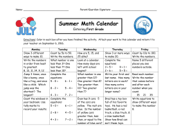 Summer Math Calendar