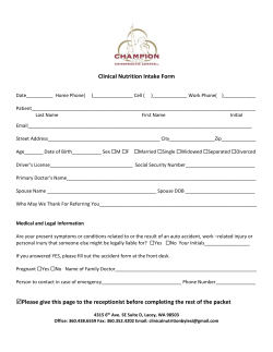 Clinical Nutrition Intake Form