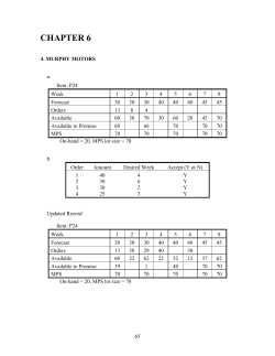 Chapter 6 &ndash; Master Production Scheduling