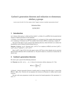 Carlson`s generation theorem and reduction to elementary abelian p