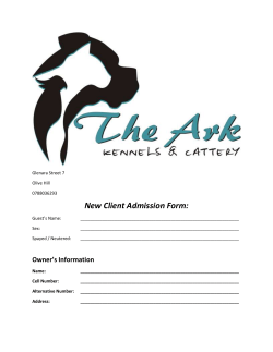 New Client Admission Form - The Ark Kennels and Cattery