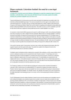 Player contracts: Colombian football: the need for a new legal