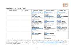 SOS Week 1 : 19 &ndash; 21 April 2017