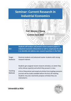 Seminar: Current Research in Industrial Economics