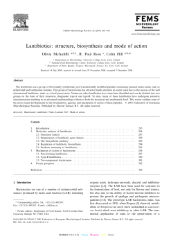 Lantibiotics: structure, biosynthesis and mode of action