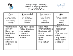 CLASSROOM Own our actions Respectful at all times Courteous to