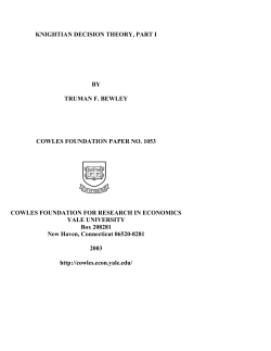 knightian decision theory, part i by truman f