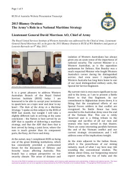 2013 Blamey Oration - Royal United Services Institute of Australia