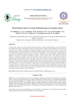 Physical fitness factors of school badminton players in Kandy district