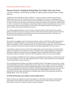 Dewey Partner Clawback Ruling May Hurt New York Law Firms