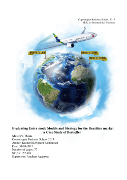 Evaluating Entry mode Models and Strategy for the Brazilian market