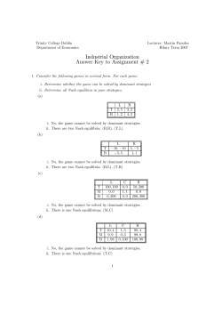 Industrial Organization Answer Key to Assignment # 2