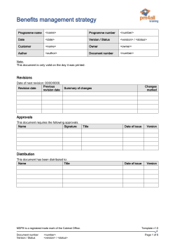 Benefits management strategy