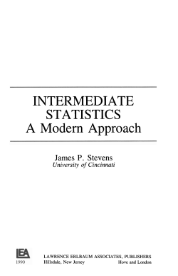 INTERMEDIATE STATISTICS A Modern Approach