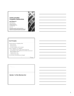 Cartels and Other Competitor Relationships Section 1 of