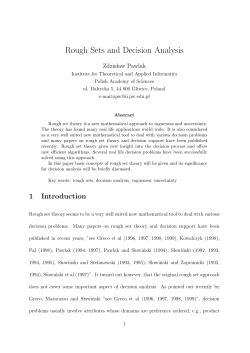 Rough Sets and Decision Analysis