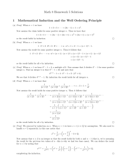 Math 8 Homework 5 Solutions 1 Mathematical Induction and the