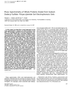 Mass Spectrometry of Whole Proteins Eluted from Sodium Dodecyl