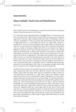 Hans Lindahl, Fault Lines of Globalization