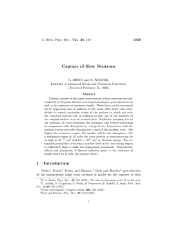 Capture of Slow Neutrons 1 Introduction