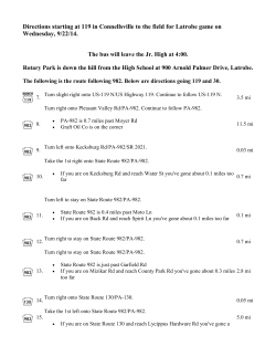 Directions starting at 119 in Connellsville to field across from Sloan