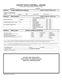 Physical Form - Pacific Youth Football League